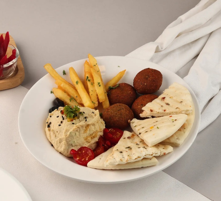 Mediterranean Falafel and Hummus Meal Platter